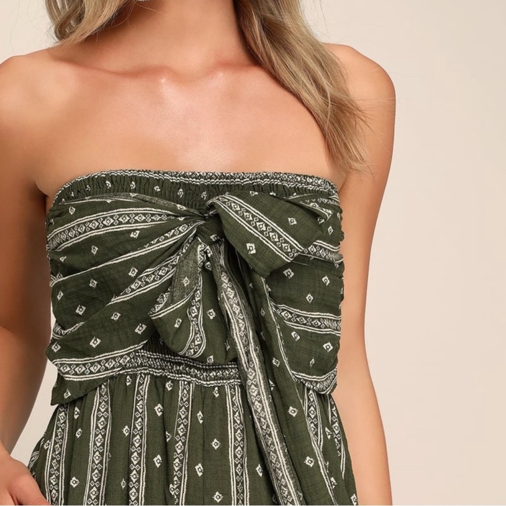 Lulu's Green Strapless Patterned Jumpsuit - image 2